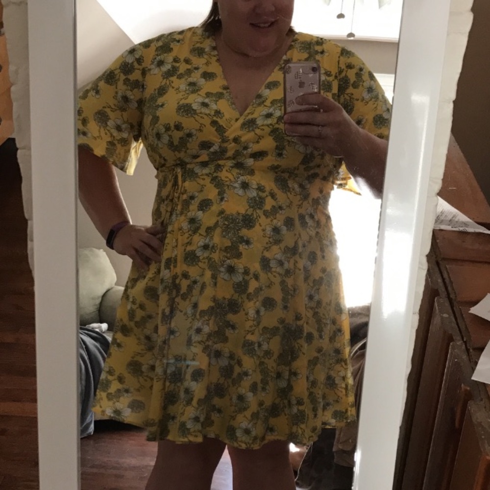 Torrid Yellow Floral Wrap Dress